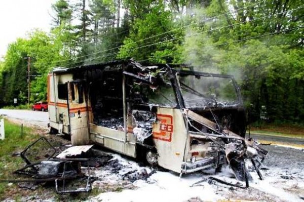 A mobile camper fire was destroyed by fire Saturday night on Naples Road in Harrison. A mobile camper fire was destroyed by fire Saturday night on Naples Road in Harrison.