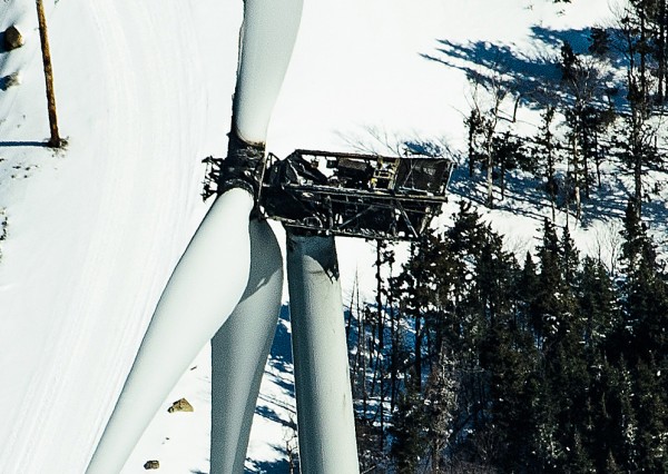 A fire on Jan. 23, 2013, destroyed this turbine at TransCanada's Kibby Mountain wind farm. A fire on Jan. 23, 2013, destroyed this turbine at TransCanada's Kibby Mountain wind farm.