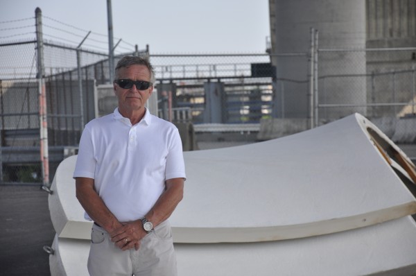 Martin Grimnes, founder of Brunswick-based Harbor Technologies, stands at Portland's International Marine Terminal among composite panels that his company manufactured for a bridge being built in Norway. Harbor Technologies is using Eimskip's new container service to northern Europe to ship the components to its destination. Martin Grimnes, founder of Brunswick-based Harbor Technologies, stands at Portland's International Marine Terminal among composite panels that his company manufactured for a bridge being built in Norway. Harbor Technologies is using Eimskip's new container service to northern Europe to ship the components to its destination.