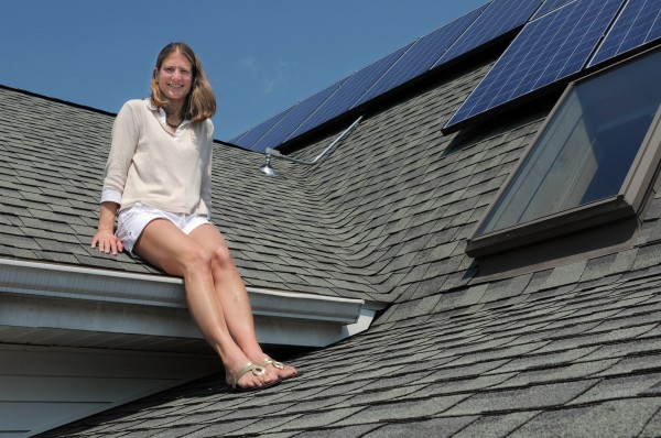 Melissa Pelchar and her husband recently installed leased solar panels on the roof of their Burlington, CT, home. Melissa Pelchar and her husband recently installed leased solar panels on the roof of their Burlington, CT, home.