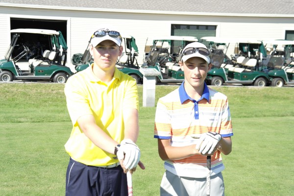 Cavan Hagerty (left) and Drew Powell, two Bangor High School sophomores, will play 100 holes of golf Thursday at Penobscot Valley Country Club in Orono. Their efforts will benefit The First Tee, a golf organization that introduces the game to young people. Cavan Hagerty (left) and Drew Powell, two Bangor High School sophomores, will play 100 holes of golf Thursday at Penobscot Valley Country Club in Orono. Their efforts will benefit The First Tee, a golf organization that introduces the game to young people.