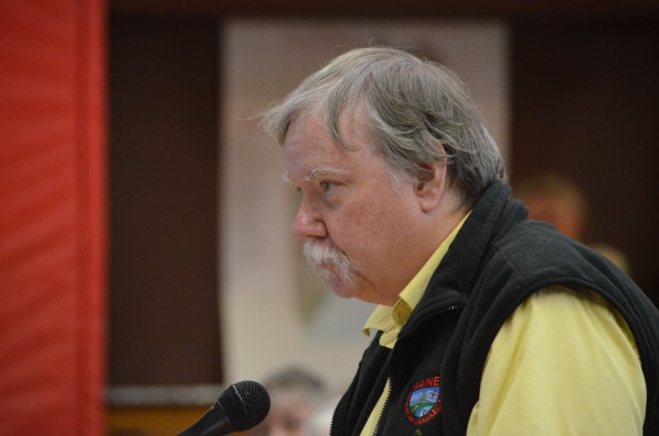 Dave Pearson, Sangerville town manager and Dexter resident, talks to the Dexter Town Council about his support for a moratorium on east-west corridor development during a public hearing at the Dexter Town Hall on Thursday. Dave Pearson, Sangerville town manager and Dexter resident, talks to the Dexter Town Council about his support for a moratorium on east-west corridor development during a public hearing at the Dexter Town Hall on Thursday.