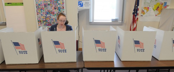 Norah Bird casts her vote in Orono on Tuesday. Norah Bird casts her vote in Orono on Tuesday.