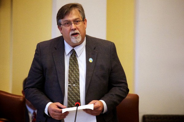 Sen. Brian Langley, R-Ellsworth, speaks in favor of overriding the governor's budget veto Wednesday. Sen. Brian Langley, R-Ellsworth, speaks in favor of overriding the governor's budget veto Wednesday.