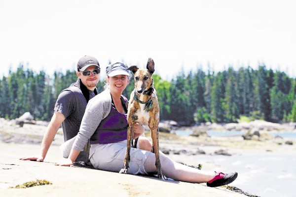 Our happy little family in 2012 on an outing to the beach. We adopted Laura in 2008 from Maine Greyhound Placement Service. Our cat Olivia chose to stay home while we went to the beach. Our happy little family in 2012 on an outing to the beach. We adopted Laura in 2008 from Maine Greyhound Placement Service. Our cat Olivia chose to stay home while we went to the beach.