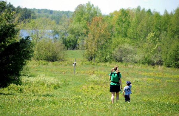 April McKinney of Levant enjoys a day of walking the trails at Fields Pond Audubon Center with her sons Zen Taylor, 4, and Finn McKinney, 2 months. April McKinney of Levant enjoys a day of walking the trails at Fields Pond Audubon Center with her sons Zen Taylor, 4, and Finn McKinney, 2 months.