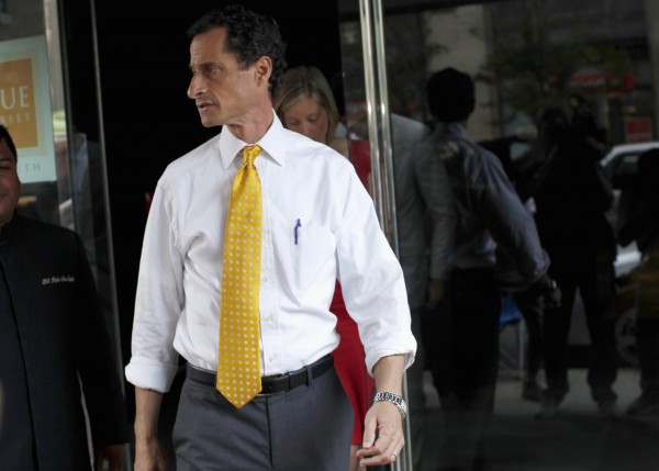 Former New York Rep. and current Democratic mayoral candidate for New York City Anthony Weiner leaves his New York City apartment to speak to the media July 24, 2013. Former New York Rep. and current Democratic mayoral candidate for New York City Anthony Weiner leaves his New York City apartment to speak to the media July 24, 2013.