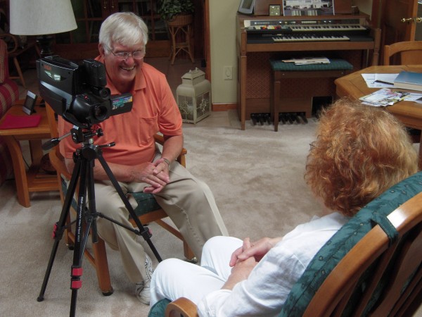 Dr. Marc Chasse interviews former photographer Philomena Baker of Bangor during her recent visit to Fort Kent, adding to his collection of more than 500 two-hour video tapes documenting the people and events of the St. John Valley. Dr. Marc Chasse interviews former photographer Philomena Baker of Bangor during her recent visit to Fort Kent, adding to his collection of more than 500 two-hour video tapes documenting the people and events of the St. John Valley.