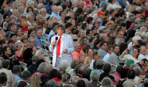 Radio personality Garrison Keillor during his show at the Bangor Waterfront Saturday evening. Radio personality Garrison Keillor during his show at the Bangor Waterfront Saturday evening.