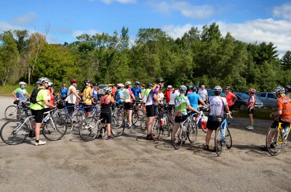 A group of 45 bicyclists gather for a pre-ride talk at Fedco Trees along the Hinckley Road in Clinton on Saturday. The 35-mile ride was organized by Keep Riding Our Roads in the wake of a sexual assault on a cyclist in Canaan earlier this month. A group of 45 bicyclists gather for a pre-ride talk at Fedco Trees along the Hinckley Road in Clinton on Saturday. The 35-mile ride was organized by Keep Riding Our Roads in the wake of a sexual assault on a cyclist in Canaan earlier this month.