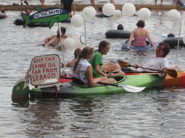 Opponents of the transportation of tar sands oil through the Portland Pipeline rallied at Sebago Lake State Park on Saturday. Opponents of the transportation of tar sands oil through the Portland Pipeline rallied at Sebago Lake State Park on Saturday.