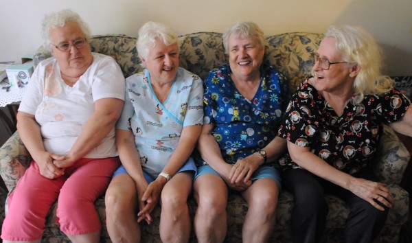 Four sisters were reunited after one of them was missing for 33 years. Virginia Allen (from left), 72, of Winter Harbor, Mary Inman 75, of Glenburn, Laura Riegelman, 78, of Glenburn, and Betty Lukich, 69, of Phoenix, Ariz sit together. Lukich left "to get away from it all," and didn't contact her family until early 2013. The sisters are four of 13 siblings. Four sisters were reunited after one of them was missing for 33 years. Virginia Allen (from left), 72, of Winter Harbor, Mary Inman 75, of Glenburn, Laura Riegelman, 78, of Glenburn, and Betty Lukich, 69, of Phoenix, Ariz sit together. Lukich left "to get away from it all," and didn't contact her family until early 2013. The sisters are four of 13 siblings.