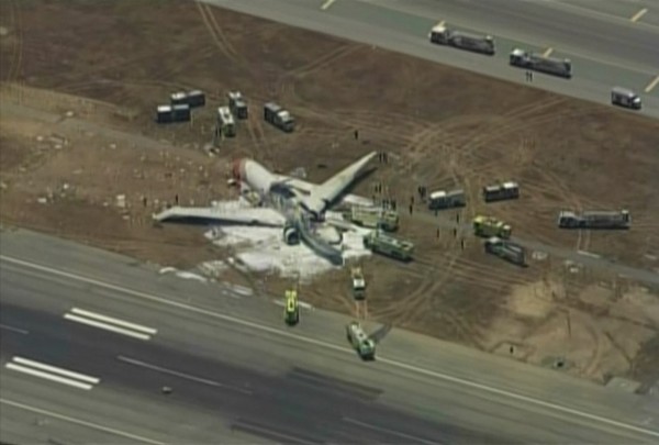 An Asiana Airlines Boeing 777 is pictured in this KTVU image after it crashed Saturday while landing at San Francisco International Airport in California. An Asiana Airlines Boeing 777 is pictured in this KTVU image after it crashed Saturday while landing at San Francisco International Airport in California.