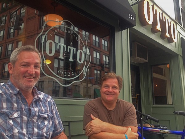OTTO Pizza owners left to right, Mike Keon and Anthony Allen outside their flagship shop on Congress Street in Portland, Maine. OTTO Pizza owners left to right, Mike Keon and Anthony Allen outside their flagship shop on Congress Street in Portland, Maine.