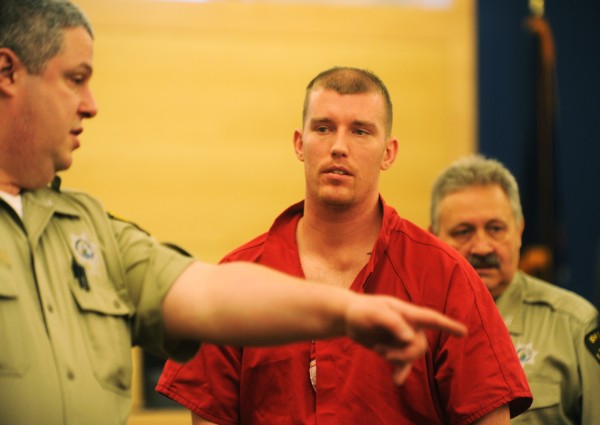 Nicholas Sexton (center) is directed to his seat at the Penobscot Judicial Center November 2012, for his initial appearance in connection with the August murder of three people in Bangor whose bodies were found in a burning car. Assistant Attorneys General Lisa Marchese and Deb Cashman, who are prosecuting the case, have asked that Sexton and Daluz be tried together with two separate juries. Nicholas Sexton (center) is directed to his seat at the Penobscot Judicial Center November 2012, for his initial appearance in connection with the August murder of three people in Bangor whose bodies were found in a burning car. Assistant Attorneys General Lisa Marchese and Deb Cashman, who are prosecuting the case, have asked that Sexton and Daluz be tried together with two separate juries.