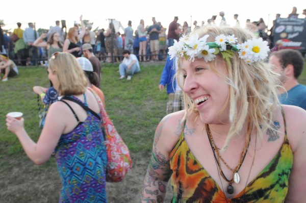 Mia from Farmington giggles during the first set of Phish at the Darling's Waterfront Pavilion on Wednesday. Mia from Farmington giggles during the first set of Phish at the Darling's Waterfront Pavilion on Wednesday.