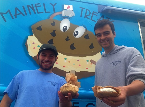 Jack Barber (left) and Ben Berman, owners of Mainely Treats, show their gourmet ice cream sandwiches, made with all Maine ingredients. Jack Barber (left) and Ben Berman, owners of Mainely Treats, show their gourmet ice cream sandwiches, made with all Maine ingredients.