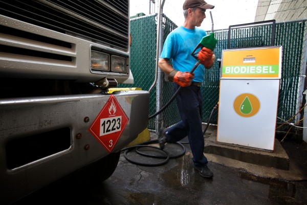 Jim Kilmartin of Maine Standard Biofuels in Portland puts biodiesel in his delivery truck's fuel tank before taking a load north to the rock band Phish in Bangor, Maine Standard Biofuels makes biodiesel with used cooking oil from nearly 800 restaurants from Bar Harbor to Boston. Jim Kilmartin of Maine Standard Biofuels in Portland puts biodiesel in his delivery truck's fuel tank before taking a load north to the rock band Phish in Bangor, Maine Standard Biofuels makes biodiesel with used cooking oil from nearly 800 restaurants from Bar Harbor to Boston.