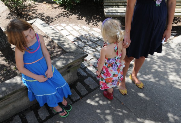Kate (from left) and Elizabeth, children of Megan Rice of Belgrade, listen as their mother talks to the media about how she attempted to raise her girls in a BPA-free environment and the challenges of doing so. Kate (from left) and Elizabeth, children of Megan Rice of Belgrade, listen as their mother talks to the media about how she attempted to raise her girls in a BPA-free environment and the challenges of doing so.