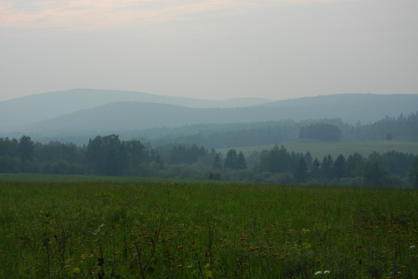 Smoke from forest fires in northwest Quebec have created hazy conditions in northern Maine, obscuring hills looking west over the St. John Valley. Smoke from forest fires in northwest Quebec have created hazy conditions in northern Maine, obscuring hills looking west over the St. John Valley.