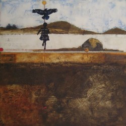 Patricia Wheeler, Four Moments of the Sun, limestone clay on board with acrylic paint and cold wax, 48" x 48" x 4"
Patricia Wheeler, Four Moments of the Sun, limestone clay on board with acrylic paint and cold wax, 48" x 48" x 4"