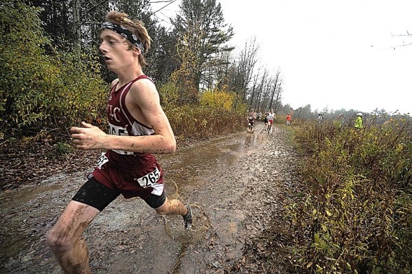 Ellsworth High School's Dan Curts had a decent lead by the half mile mark and maintained it to the finish of of the Eastern Maine Boys' Class B Cross Country Championship in Belfast Saturday, Oct. 20, 2012. Ellsworth High School's Dan Curts had a decent lead by the half mile mark and maintained it to the finish of of the Eastern Maine Boys' Class B Cross Country Championship in Belfast Saturday, Oct. 20, 2012.