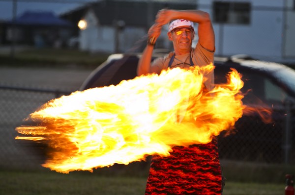 Alan Lord of Salem, N.H., swings a fireball at the Maine Highland Games at the Topsham Fairground, Friday evening, August 16, 2013 in Topsham, Maine. Alan Lord of Salem, N.H., swings a fireball at the Maine Highland Games at the Topsham Fairground, Friday evening, August 16, 2013 in Topsham, Maine.