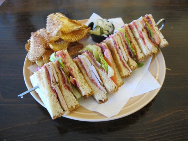 A turkey club with cranberry mayo and homemade potato chips and pickles at Vittles Restaurant in Pittsfield. A turkey club with cranberry mayo and homemade potato chips and pickles at Vittles Restaurant in Pittsfield.