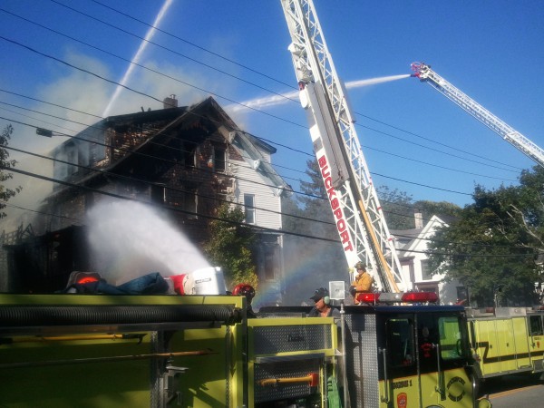 Fire broke out at an apartment building on Main Street in Bucksport on Sunday afternoon. Fire broke out at an apartment building on Main Street in Bucksport on Sunday afternoon.