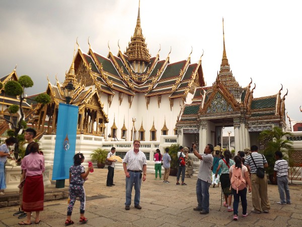 Jeff Wheeler of Westport Island stands amid the royal palace complex in Bangkok, Thailand. Wheeler traveled to Thailand for shoulder surgery and saved enough money in the process to combine it with a sightseeing trip. Jeff Wheeler of Westport Island stands amid the royal palace complex in Bangkok, Thailand. Wheeler traveled to Thailand for shoulder surgery and saved enough money in the process to combine it with a sightseeing trip.
