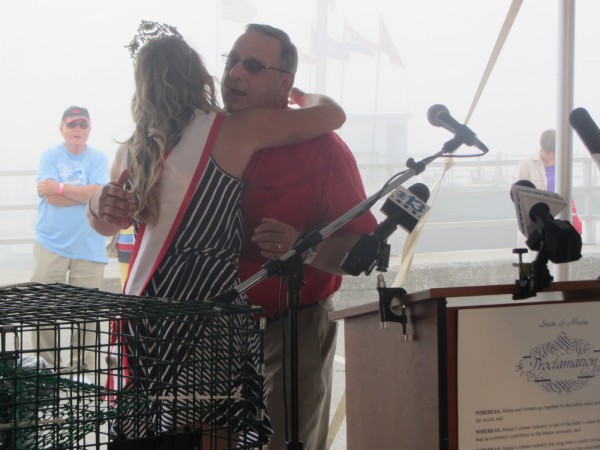 Maine Gov. Paul LePage is greeted Thursday at the Maine Lobster Festival in Rockland by Sea Goddess Melissa Philbrook. Maine Gov. Paul LePage is greeted Thursday at the Maine Lobster Festival in Rockland by Sea Goddess Melissa Philbrook.
