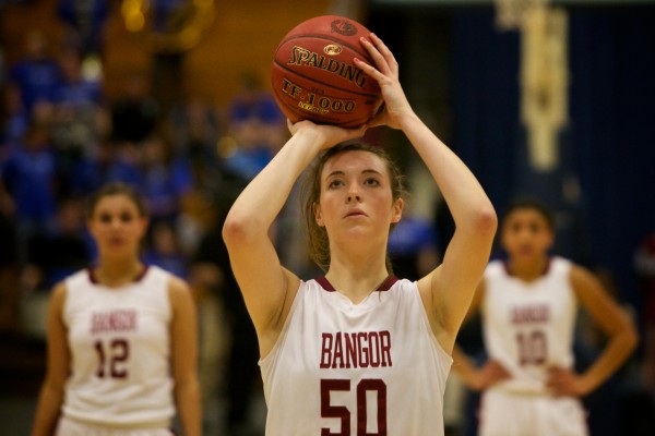 Bangor High School's Cordelia Stewart shoots a free throw at the Class A Eastern Semifinal basketball game in Augusta on Feb. 20, 2013. Bangor High School's Cordelia Stewart shoots a free throw at the Class A Eastern Semifinal basketball game in Augusta on Feb. 20, 2013.