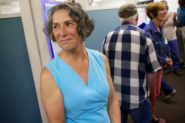Eloise Vitelli grins after winning the special Maine Senate District 19 election Tuesday night in Bath. Eloise Vitelli grins after winning the special Maine Senate District 19 election Tuesday night in Bath.