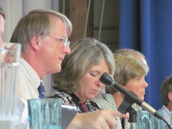 South Portland Mayor Tom Blake, left, is joined by City Clerk Susan Mooney and Corporation Counsel Sally Daggett during a City Council meeting Monday night. The council considered a proposed ordinance that aimed to block the transportation of bituminous oil through the city's port. South Portland Mayor Tom Blake, left, is joined by City Clerk Susan Mooney and Corporation Counsel Sally Daggett during a City Council meeting Monday night. The council considered a proposed ordinance that aimed to block the transportation of bituminous oil through the city's port.