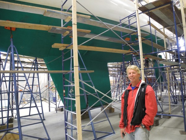 Front Street Shipyard President JB Turner in front of one of the yachts his company is refitting this season. A new, larger travel lift is allowing larger boats to use the growing facility. Front Street Shipyard President JB Turner in front of one of the yachts his company is refitting this season. A new, larger travel lift is allowing larger boats to use the growing facility.