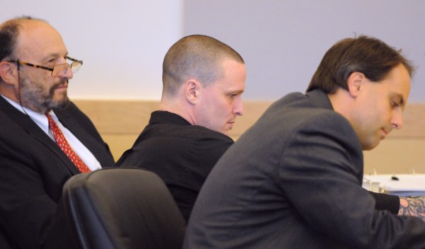 Jason Trickett (center) with his attorneys Marvin Glazier (left) and Hunter Tzovarras during the first day of his trial at the Penobscot Judicial Center in Bangor Monday. Trickett is charged with manslaughter for the mortal stabbing of Andy Smith on First Street on May 22, 2012. Jason Trickett (center) with his attorneys Marvin Glazier (left) and Hunter Tzovarras during the first day of his trial at the Penobscot Judicial Center in Bangor Monday. Trickett is charged with manslaughter for the mortal stabbing of Andy Smith on First Street on May 22, 2012.