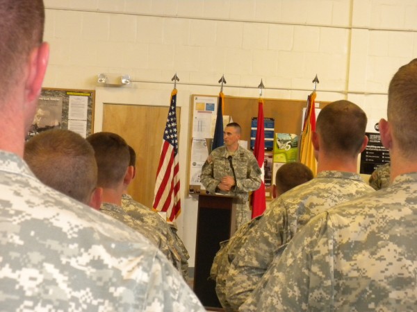 Capt. Nehemiah Nattress, who became commander of the Bravo Company, 3rd Battalion, 172nd Mountain Infantry of the Maine Army National Guard at a ceremony on Sunday, Sept. 8, 2013, talks to the men in his unit shortly after taking command. "The opportunity to command Bravo Company is, by far, the highlight of my life," he said. Capt. Nehemiah Nattress, who became commander of the Bravo Company, 3rd Battalion, 172nd Mountain Infantry of the Maine Army National Guard at a ceremony on Sunday, Sept. 8, 2013, talks to the men in his unit shortly after taking command. "The opportunity to command Bravo Company is, by far, the highlight of my life," he said.