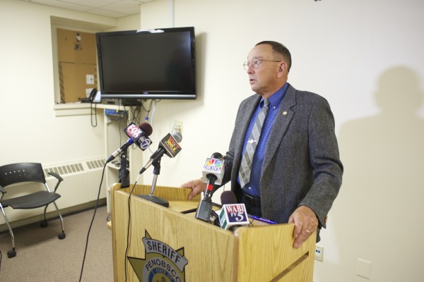 Penobscot County Sheriff Glenn Ross held a press conference Tuesday afternoon releasing information about a home invasion that occurred Monday evening in Orrington by two masked men with a weapon and the attempted robbery of a grocery store. Penobscot County Sheriff Glenn Ross held a press conference Tuesday afternoon releasing information about a home invasion that occurred Monday evening in Orrington by two masked men with a weapon and the attempted robbery of a grocery store.