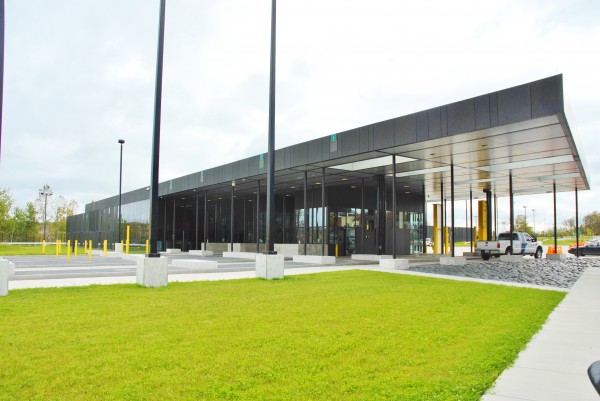 Four lanes direct traffic entering the country from Canada into the new port of entry in Van Buren. Four lanes direct traffic entering the country from Canada into the new port of entry in Van Buren.