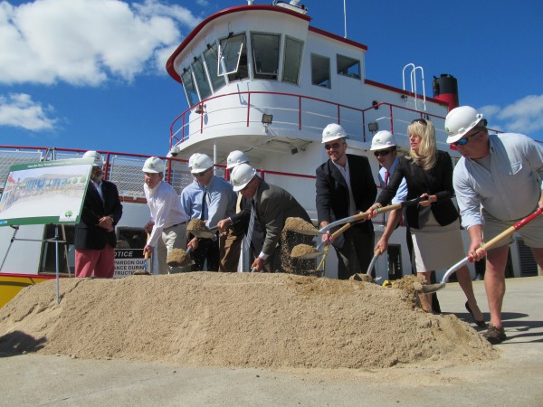Portland city leaders join representatives from Casco Bay Lines, Scott Simons Architects, Landry/French Construction Co. and the offices of Maine's congressional delegation members Wednesday morning for the ceremonial groundbreaking for a $2.5 million renovation of the city ferry terminal. Portland city leaders join representatives from Casco Bay Lines, Scott Simons Architects, Landry/French Construction Co. and the offices of Maine's congressional delegation members Wednesday morning for the ceremonial groundbreaking for a $2.5 million renovation of the city ferry terminal.