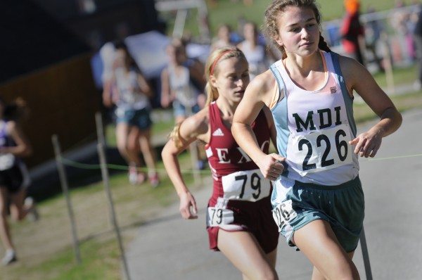 Mount Desert Island’s Maggie Painter (right) and Ellsworth’s Aleta Looker compete in last season’s Penobscot Valley Conference championships in Ellsworth. Painter is one of five top returning runners for the Trojans this season. Mount Desert Island’s Maggie Painter (right) and Ellsworth’s Aleta Looker compete in last season’s Penobscot Valley Conference championships in Ellsworth. Painter is one of five top returning runners for the Trojans this season.