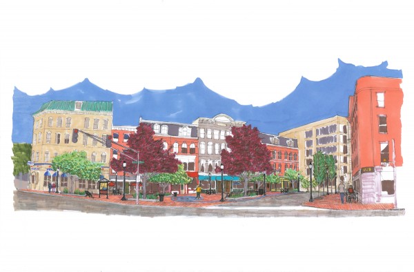 An artist's rendering of the West Market Square project. An artist's rendering of the West Market Square project.