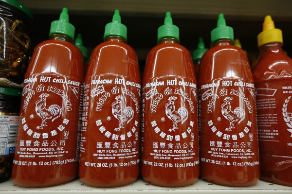 Bottles of Sriracha hot chili sauce, made by Huy Fong Foods, are seen on a supermarket shelf in San Gabriel, California October 30, 2013. Bottles of Sriracha hot chili sauce, made by Huy Fong Foods, are seen on a supermarket shelf in San Gabriel, California October 30, 2013.
