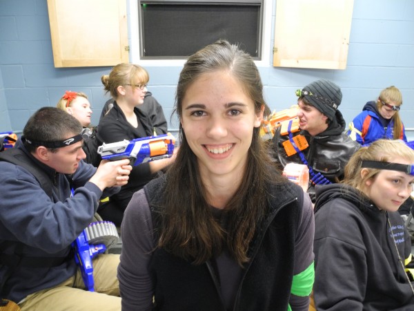 Wildlife biology student Kari Lemelin, who is running Unity College's Humans vs. Zombies game this fall, with some of her human warriors. Wildlife biology student Kari Lemelin, who is running Unity College's Humans vs. Zombies game this fall, with some of her human warriors.