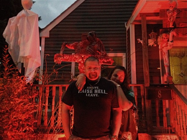 Jeremy McGrath, 36 of Saco and his wife, Jennifer, embrace Halloween with a dark glee. "Scaring people is fun," he says. His basement becomes a spooky underworld every Oct. 31. Jeremy McGrath, 36 of Saco and his wife, Jennifer, embrace Halloween with a dark glee. "Scaring people is fun," he says. His basement becomes a spooky underworld every Oct. 31.