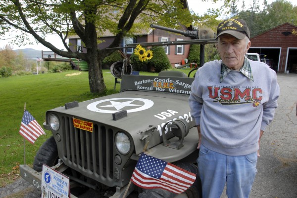 Philip Eckert, who lives atop Kings Mountain in Orrington, stands beside a 1945 MB Jeep that he has styled as a Jeep that Marines would have used during the Korean War. He enlisted in the Marine Corps in June 1953 and went to basic training with other members of the Pine Tree Platoon. Philip Eckert, who lives atop Kings Mountain in Orrington, stands beside a 1945 MB Jeep that he has styled as a Jeep that Marines would have used during the Korean War. He enlisted in the Marine Corps in June 1953 and went to basic training with other members of the Pine Tree Platoon.