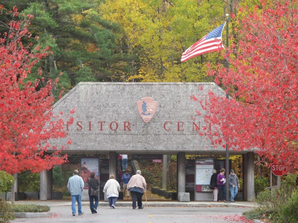 Visitors at Acadia National Park walk toward the main entrance of the park's visitors center in Bar Harbor on Thursday, Oct. 17, after the park had been closed for 16 days due to the federal shutdown. Visitors at Acadia National Park walk toward the main entrance of the park's visitors center in Bar Harbor on Thursday, Oct. 17, after the park had been closed for 16 days due to the federal shutdown.