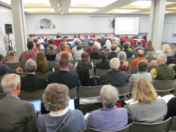 Well more than 100 people turned out on Thursday, October 17, 2013, for a Board of Environmental Protection public hearing on proposed new mining rules that are the result of a metallic mineral mining law passed earlier this year. Well more than 100 people turned out on Thursday, October 17, 2013, for a Board of Environmental Protection public hearing on proposed new mining rules that are the result of a metallic mineral mining law passed earlier this year.