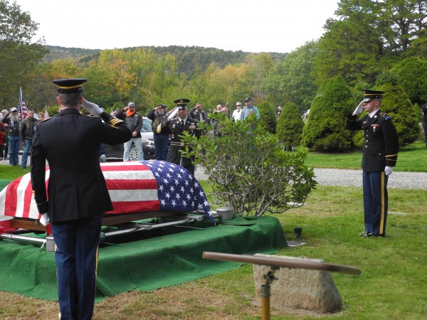 Military officials salute the flag-covered casket of Army Cpl. Robert Tait, who was listed as missing during the Korean War. His remains recently were identified and returned to Maine for burial at Ledgelawn Cemetery with full military honors before family members, veterans and dignitaries, including Gov. Paul LePage. Military officials salute the flag-covered casket of Army Cpl. Robert Tait, who was listed as missing during the Korean War. His remains recently were identified and returned to Maine for burial at Ledgelawn Cemetery with full military honors before family members, veterans and dignitaries, including Gov. Paul LePage.