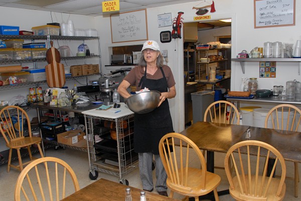 Barbara Van Loon and her husband Paul have been enduring slow business at their Soup to Nuts restaurant in East Millinocket but said that they hope the area's planned torrefied pellet mill will turn around the area's economy. Barbara Van Loon and her husband Paul have been enduring slow business at their Soup to Nuts restaurant in East Millinocket but said that they hope the area's planned torrefied pellet mill will turn around the area's economy.